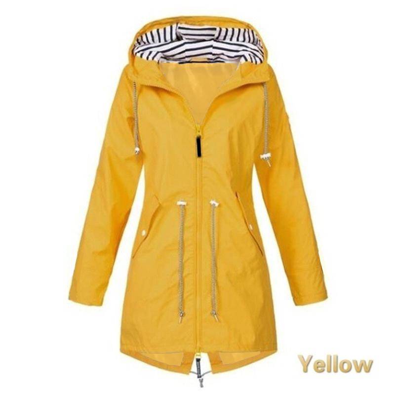 Damen Regenjacke Langarm Regenmantel Wandern Laufmantel Modejacken XL gelb von Joom DACH