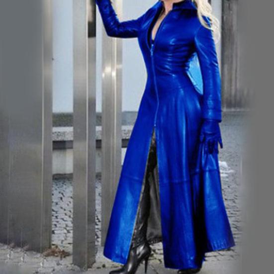 Damen Regenmantel Langer Mantel mit Maxi-Ärmeln und schmaler Taille Trenchcoat zum Einkaufen XXXXXL blau von Joom DACH