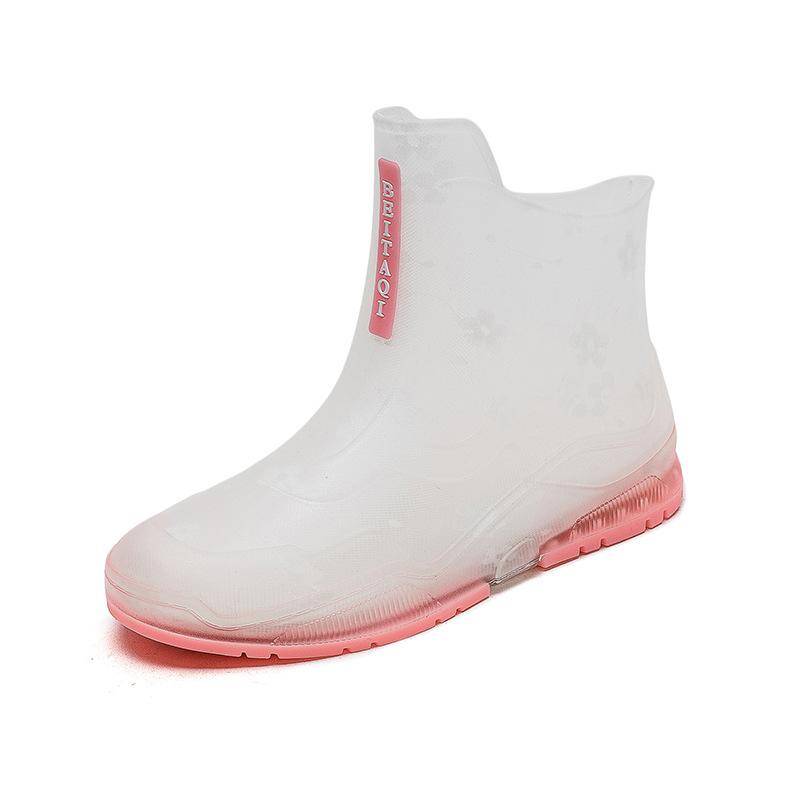 Damen Regenschuhe rutschfeste Mädchen Gummischuhe Transparente kurze Stiefel 39 rosa von Joom DACH