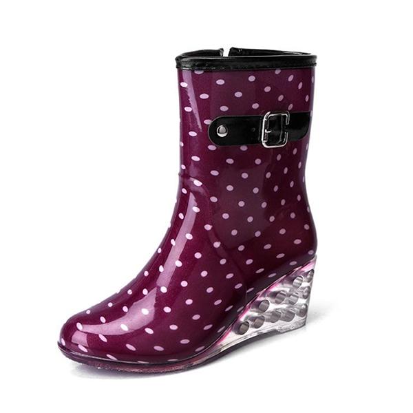 Damen-Regenstiefel mit Schnalle und seitlichem Reißverschluss und hohem Absatz, rutschfest, Übergröße, bedruckt, lässige Wasserschuhe 36 von Joom DACH