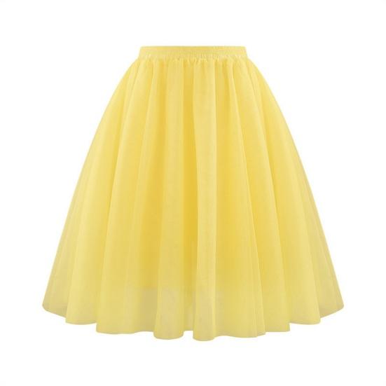 Damen Retro Ballettrock Elastischer Hoher Taille 3-Lagen Tüll Petticoat Tanzrock Karneval L gelb von Joom DACH