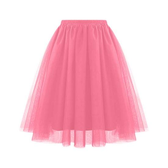 Damen Retro Ballettrock Elastischer Hoher Taille 3-Lagen Tüll Petticoat Tanzrock Karneval XXL wassermelone roten von Joom DACH