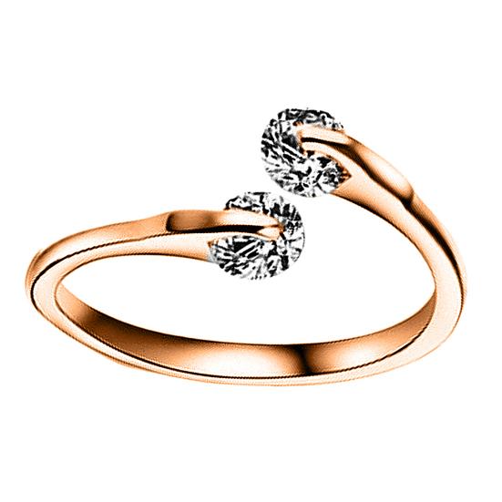 Damen-Ring mit doppeltem kubischen Zirkon und eingelegtem offenen Finger, Party-Schmuck, Geschenk von Joom DACH