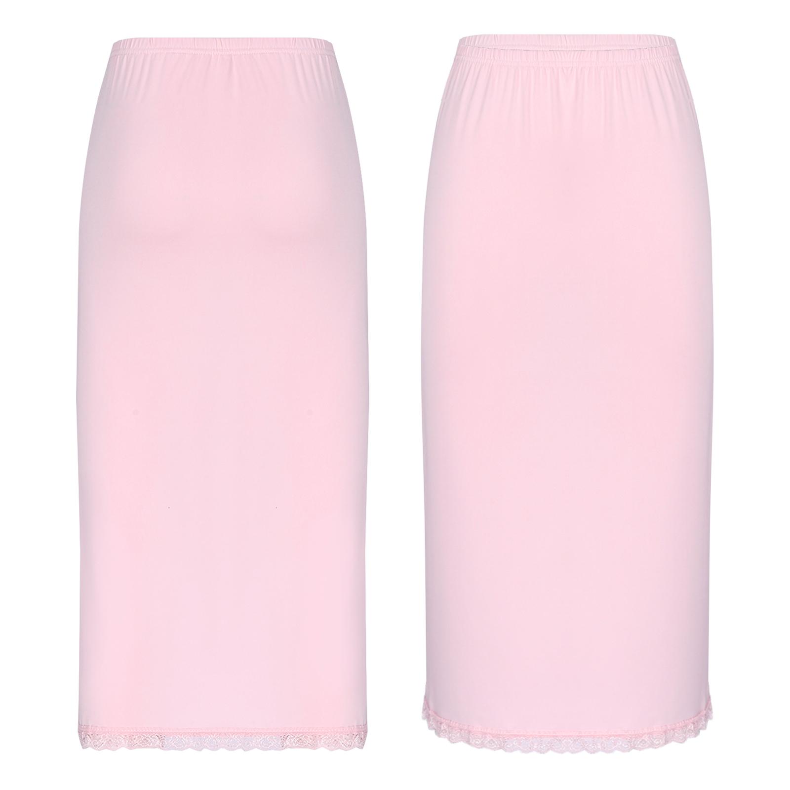 Damen-Rock unter Kleid, halbes Slip-Kleid, Damen-Dessous, glatter Petticoat-Unterrock One Size hellrosa von Joom DACH