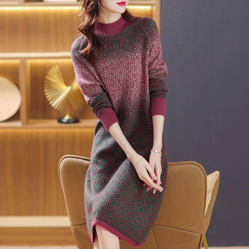 Damen Rollkragenpulloverkleid Übergröße Locker Langärmlig Gestricktes Kleid Damen Langer Pullover XL von Joom DACH