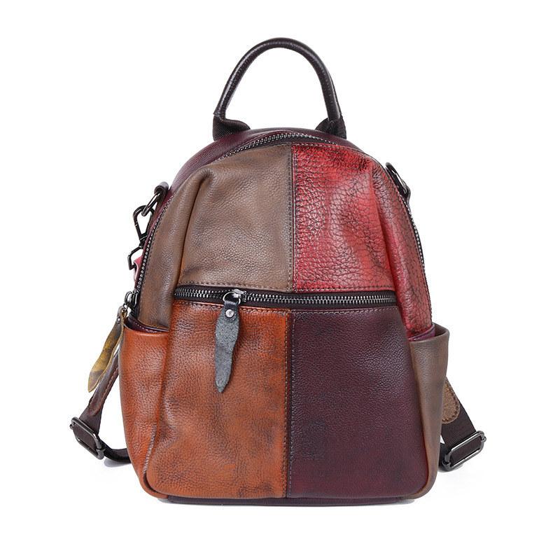 Damen-Rucksäcke aus echtem Leder, klassisches Vintage-Design, Taschen für Damen, modischer Rucksack 19*10*28cm von Joom DACH