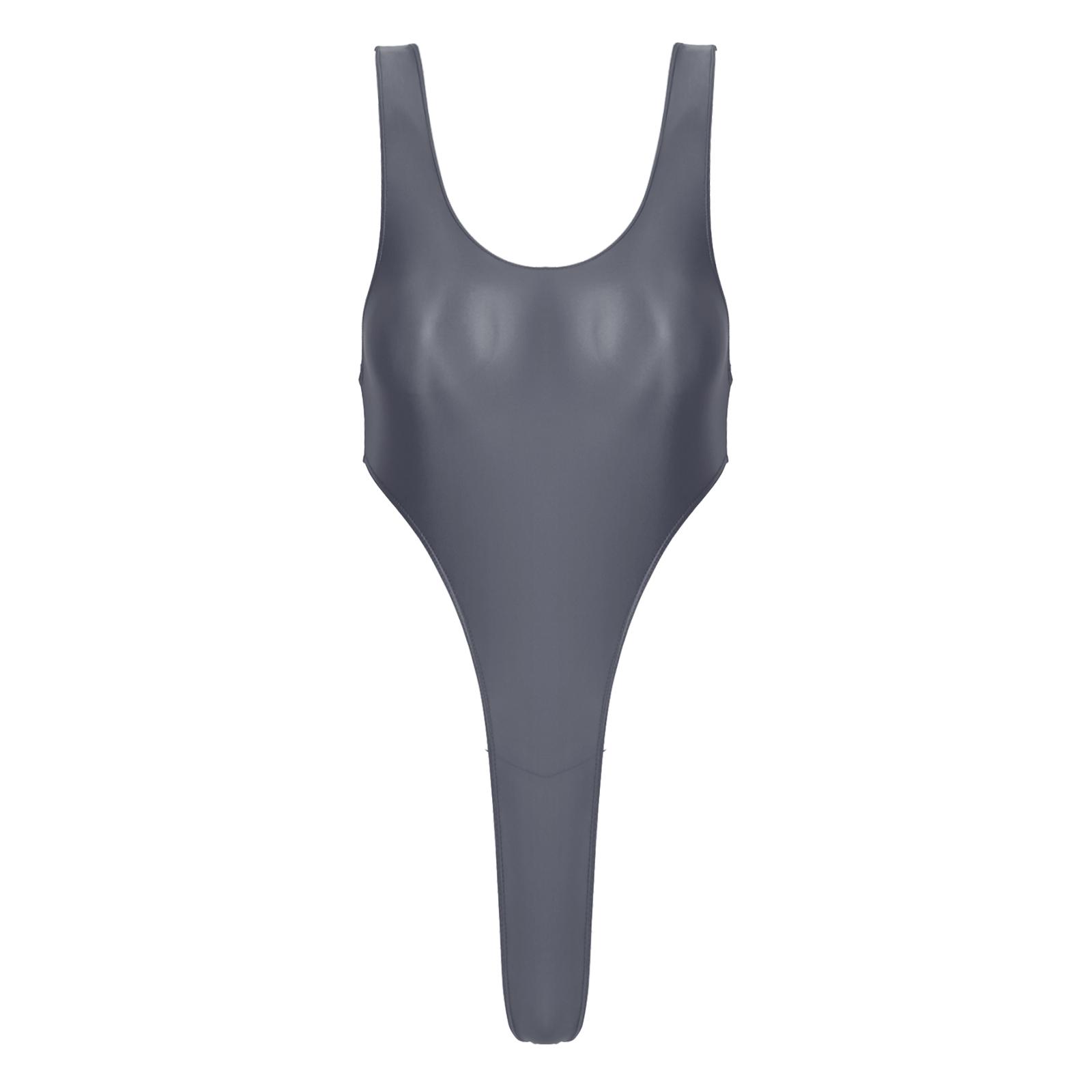 Damen Rückenfreier Einteiliger Badeanzug aus Glänzendem Stoff mit Hochgeschnittenem Beindesign für Strand- oder Poolpartys M von Joom DACH