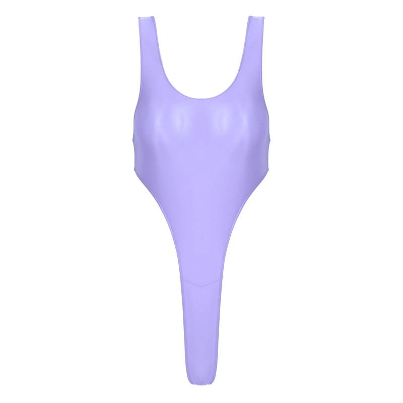 Damen Rückenfreier Einteiliger Badeanzug aus Glänzendem Stoff mit Hochgeschnittenem Beindesign für Strand- oder Poolpartys M von Joom DACH