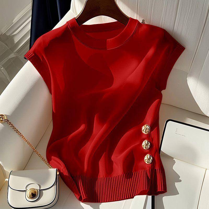 Damen Rundhals Strickpullover, Lässig, Schick, Hochwertig, Bequem, Design, Slim Fit Oberteil 2XL rot von Joom DACH