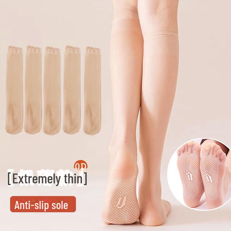 Damen Rutschfeste Ultradünne Transparente Kniestrümpfe - Laufmaschensicher Sommer Kristallseide crystal dot rubber sole von Joom DACH