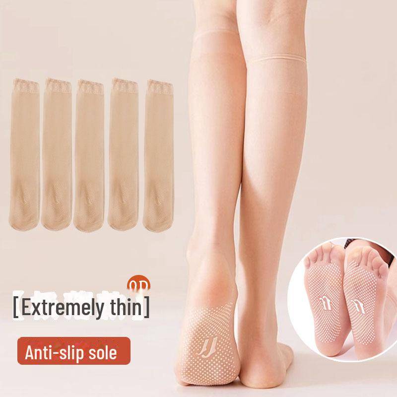 Damen Rutschfeste Ultradünne Transparente Kniestrümpfe - Laufmaschensicher Sommer Kristallseide crystal dot rubber sole von Joom DACH