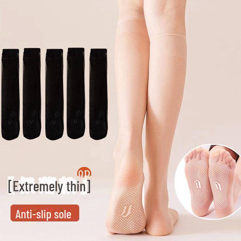 Damen Rutschfeste Ultradünne Transparente Kniestrümpfe - Laufmaschensicher Sommer Kristallseide crystal dot rubber sole schwarz von Joom DACH