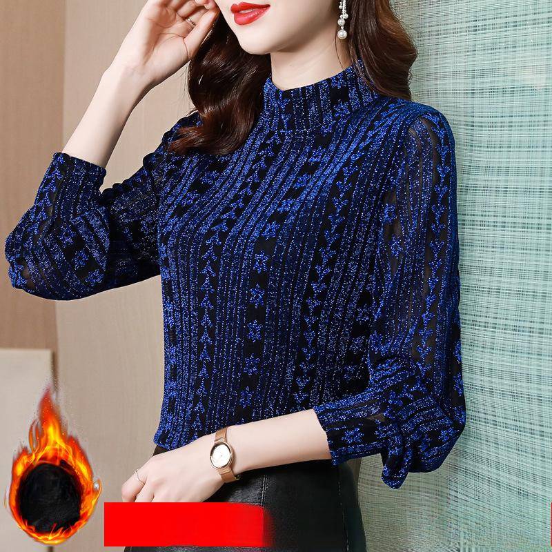 Damen Samt Rollkragen-Basisshirt für Damen im Herbst und Winter Neue Mittelalte Damenbekleidung mit Oberteilen Langarm-T-Shirt für Damen 4XL von Joom DACH