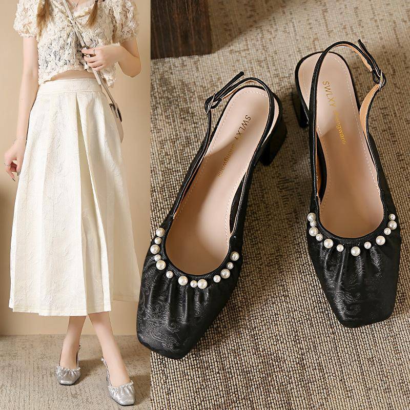 Damen Sandale Med Sommerschuhe Geschlossene Zehe Hohe Absätze Schnallenriemen Espadrilles Plateau Mädchen Mittel Spitz Komfort Hochhe 34 schwarz von Joom DACH