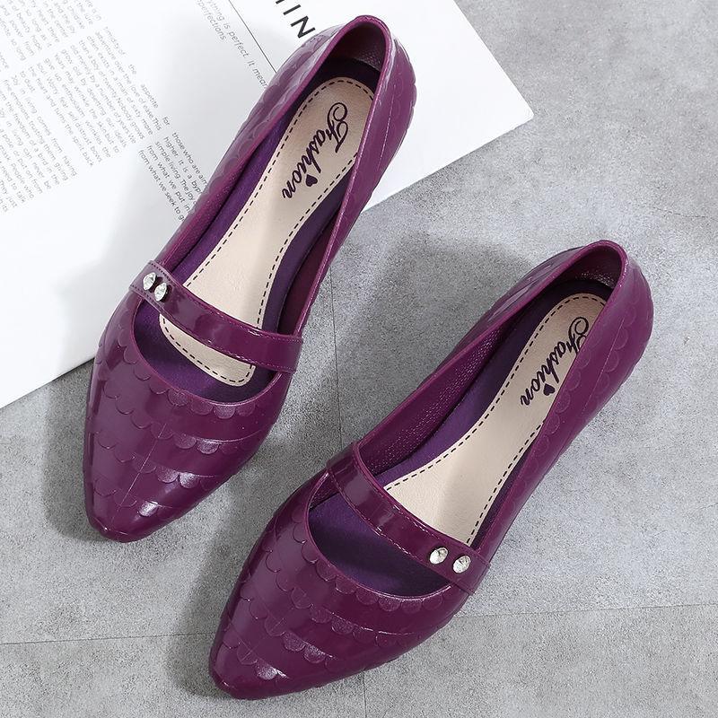 Damen-Sandalen, Keilpumps, Oberbekleidung, All-Match-Arbeitsschuhe, wasserdichte, rutschfeste High Heels, weiche Gummi-Regenstiefel 36 violett von Joom DACH