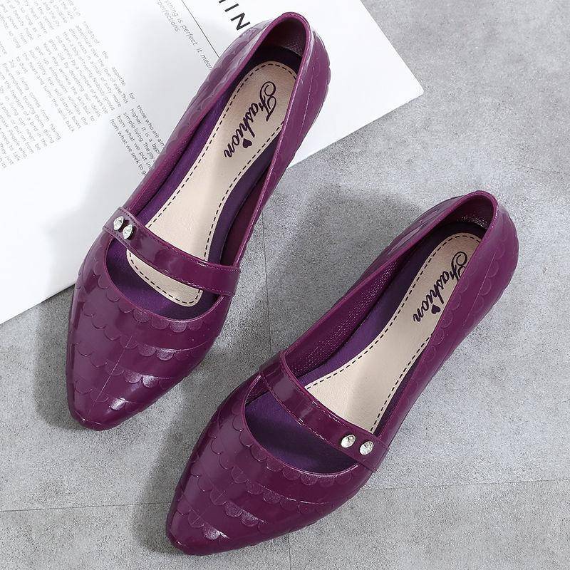 Damen-Sandalen, Keilpumps, Oberbekleidung, All-Match-Arbeitsschuhe, wasserdichte, rutschfeste High Heels, weiche Gummi-Regenstiefel 36 violett von Joom DACH