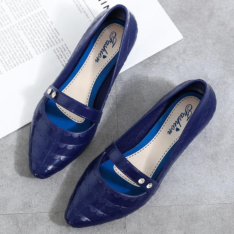 Damen-Sandalen, Keilpumps, Oberbekleidung, All-Match-Arbeitsschuhe, wasserdichte, rutschfeste High Heels, weiche Gummi-Regenstiefel 37 blau von Joom DACH