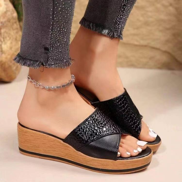 Damen Sandalen Hanf Keilabsatz Sandalias Mujer Plateausandalen Sommer Keilabsatzschuhe für Damen Sommerschuhe Damen Hausschuhe 43 von Joom DACH