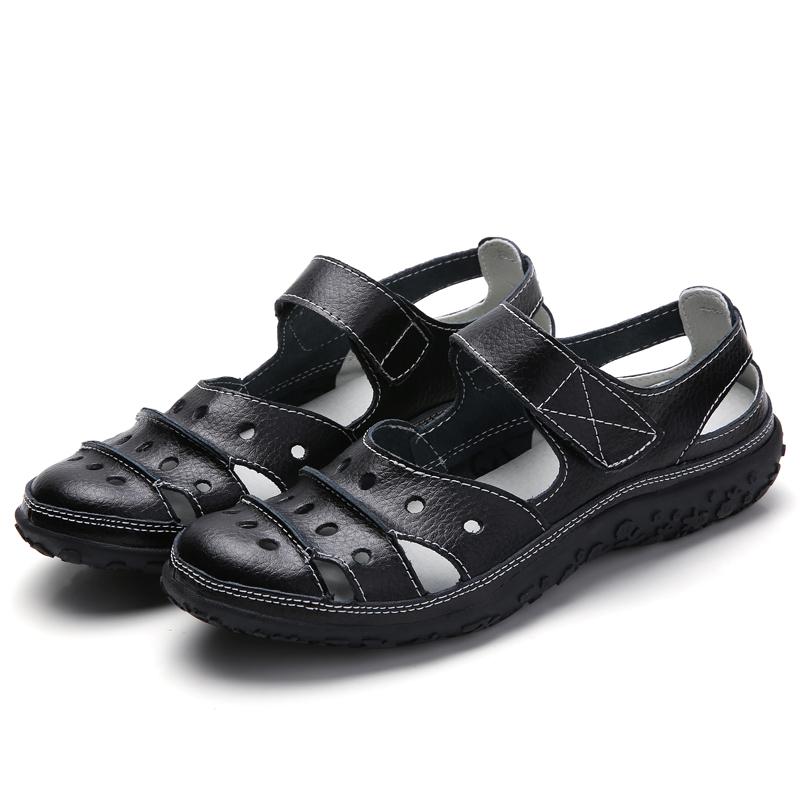 Damen Sandalen Leder Bequem Strand Outdoor Damenschuhe Neue Mode Damen Lässig Outdoor Damen Sneaker Große Größe 42 schwarz von Joom DACH