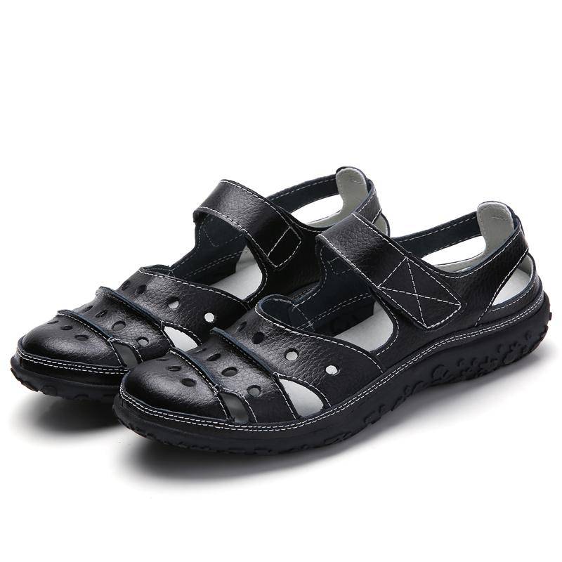 Damen Sandalen Leder Bequem Strand Outdoor Damenschuhe Neue Mode Damen Lässig Outdoor Damen Sneaker Große Größe 42 schwarz von Joom DACH