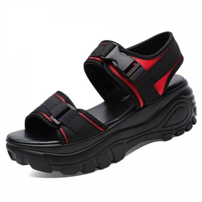 Damen Sandalen Neue Sommer Keilabsatz Plateau Schuhe Lässige Sportsandalen Römische Studenten Rocking Schuhe 40 rot von Joom DACH