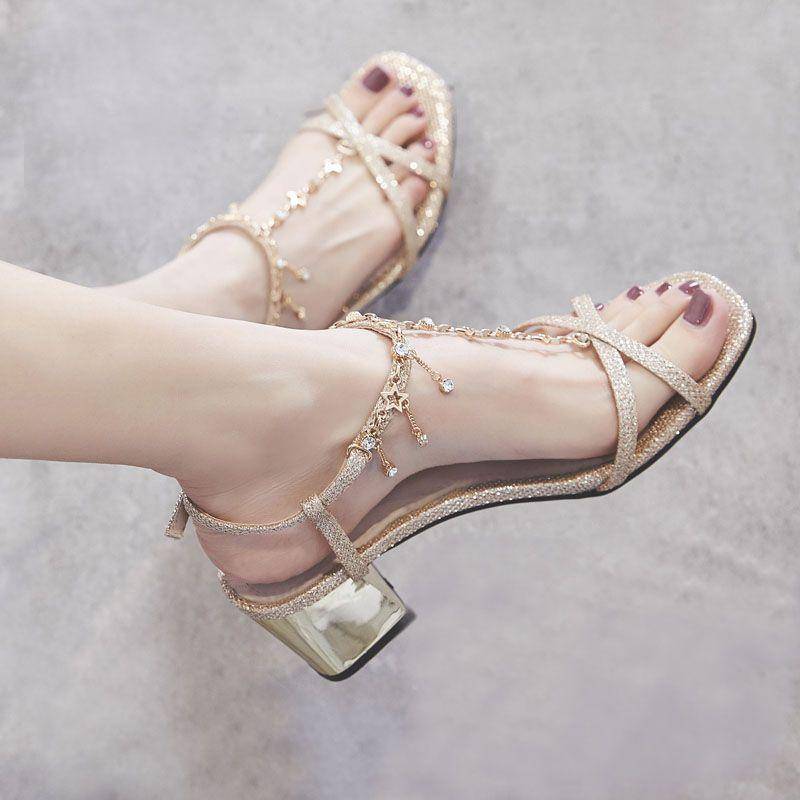 Damen Sandalen Sommer Sanfte Dicken Absätzen Sandalen Fee Wind In High Heels Frische Mädchen Schuhe 41 gold Damen Sandalen Sommer Sanfte Dicken Absätzen Sandalen Fee Wind In High Heels Frische Mädchen Schuhe 41 gold von Joom DACH