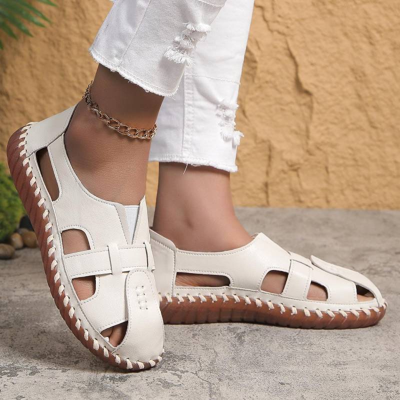 Damen Sandalen Weiche Sohle Sommer Handgemachte Damenschuhe Sandalen Atmungsaktive Einfarbige Damen Wanderschuhe 40 von Joom DACH