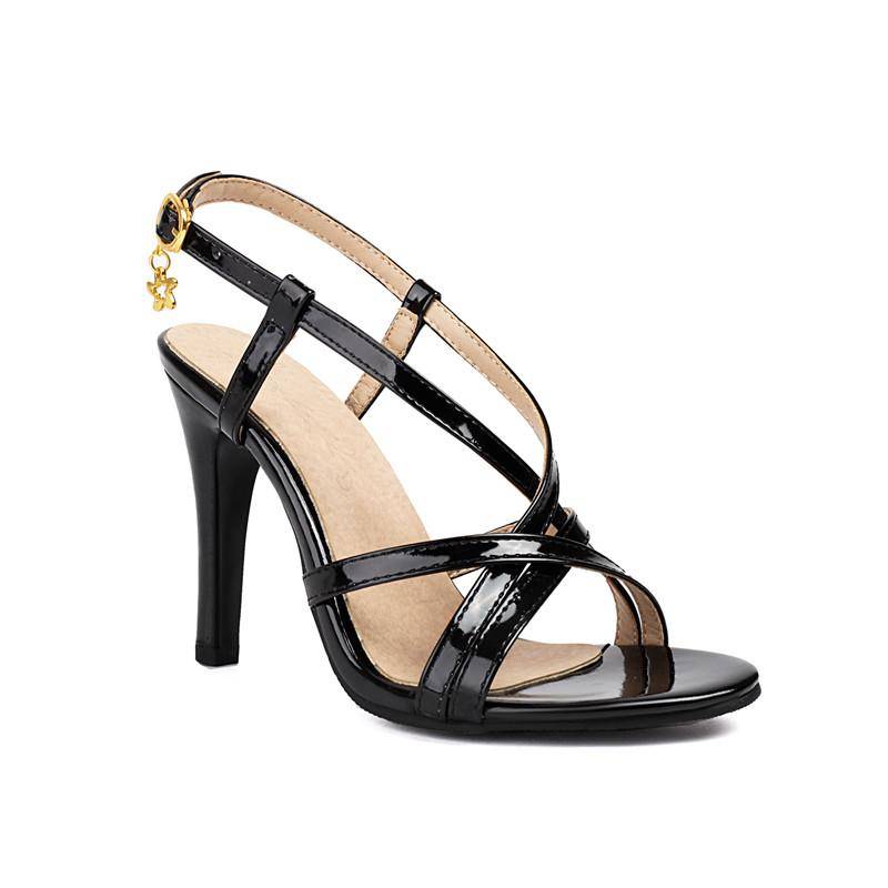 Damen Sandalen mit hohen Absätzen Sommer neue Stiletto Übergröße Zehenfrei 45 schwarz von Joom DACH