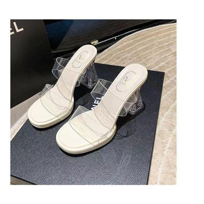 Damen Sandaletten mit hohen Absätzen Elegant und modisch Transparent Dünne Mules Dick besohlt Wasserdicht Schuhe mit hohen Absätzen für Damen 40 beige von Joom DACH