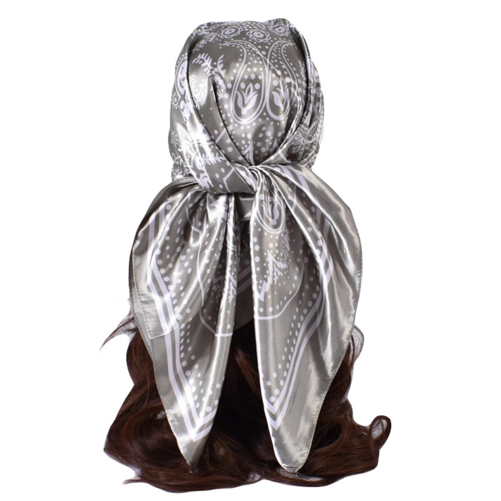 Damen-Satin-Quadrat-Seiden-ähnliche Haarschals, Wickel-Kopftuch zum Schlafen, 90 cm, quadratischer Seidenschal, Handblumen-Turban-Schal One Size von Joom DACH