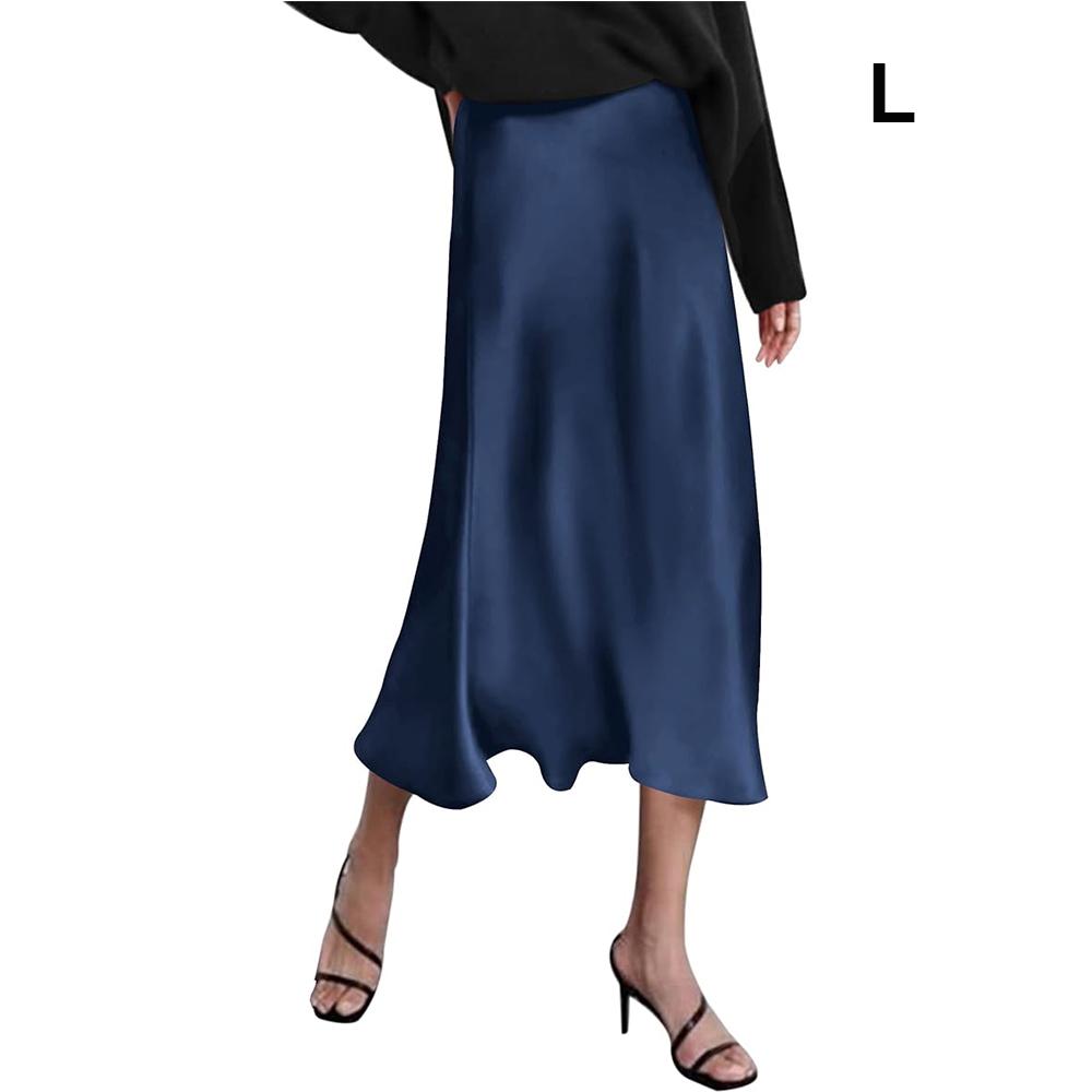 Damen Satinrock Langer High Waist Rock Eleganter Seidenrock Herbst Winter Midi Businessrock mit Reißverschluss Damen Satinrock Langer High Waist Rock Eleganter Seidenrock Herbst Winter Midi Businessrock mit Reißverschluss von Joom DACH