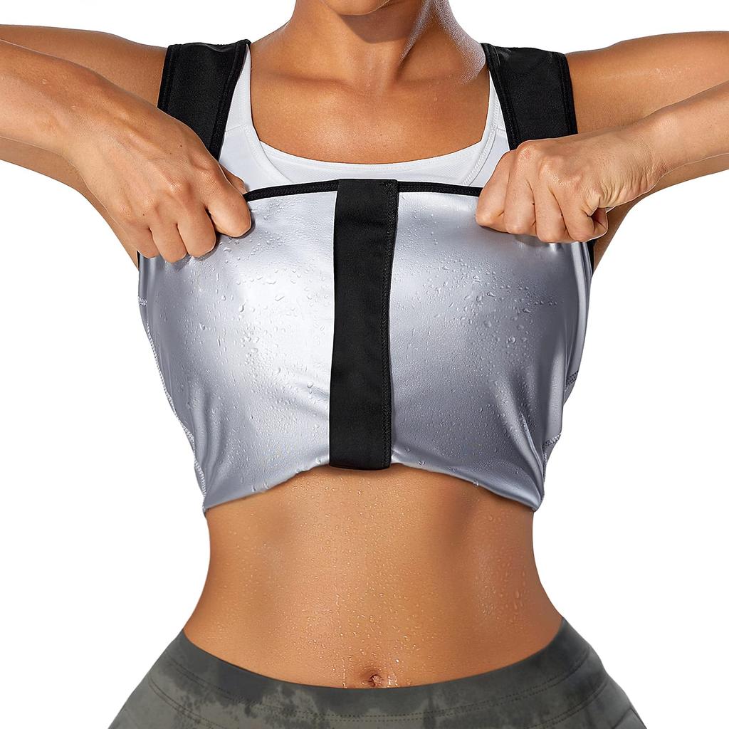 Damen-Saunaanzug zur Gewichtsreduktion, Taillentrainer, Schwitzweste, Gürtel, schmales Korsett, Sauna-Workout-Tanktops, Shapewear, Fitness-Shirt, Schlankheits-Körperformer L schwarz von Joom DACH