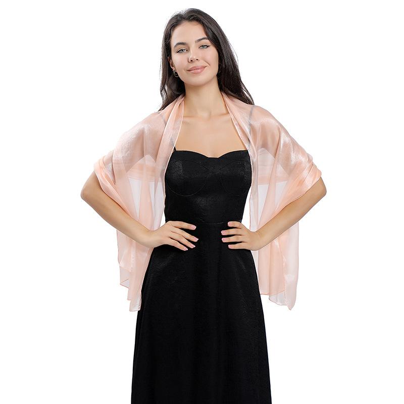 Damen-Schals und Tücher für Abendkleider, seidiger, leichter Schal, Hochzeitsgast-Schal, Wickeltuch, Brautjungfern-Schals, formelle Party-Organza-Schal blasse rosa von Joom DACH