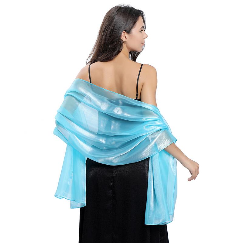 Damen-Schals und Tücher für Abendkleider, seidiger, leichter Schal, Hochzeitsgast-Schal, Wickeltuch, Brautjungfern-Schals, formelle Party-Organza-Schal see-blaue von Joom DACH
