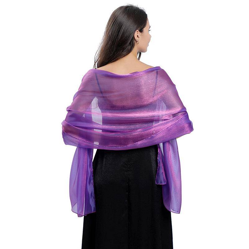 Damen-Schals und Tücher für Abendkleider, seidiger, leichter Schal, Hochzeitsgast-Schal, Wickeltuch, Brautjungfern-Schals, formelle Party-Organza-Schal violett von Joom DACH