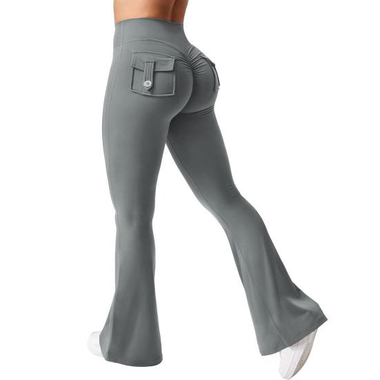 Damen Schlaghosen Slim Fit Elastischer Bund Dehnbar Yogahosen Einfarbig Skinny Schlaghosen für Fitnessstudio Tanzstudio Streetwear M licht grau Damen Schlaghosen Slim Fit Elastischer Bund Dehnbar Yogahosen Einfarbig Skinny Schlaghosen für Fitnessstudio Tanzstudio Streetwear M licht grau von Joom DACH