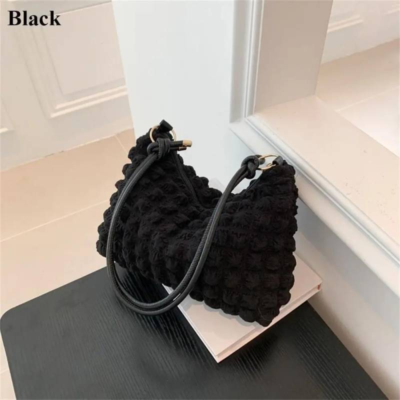 Damen Schlichtes Temperament Sanfte Plissierte Achseltasche Weiblich Frühling und Sommer Neu Einzelschulter Umhängetasche Wolkentasche schwarz von Joom DACH