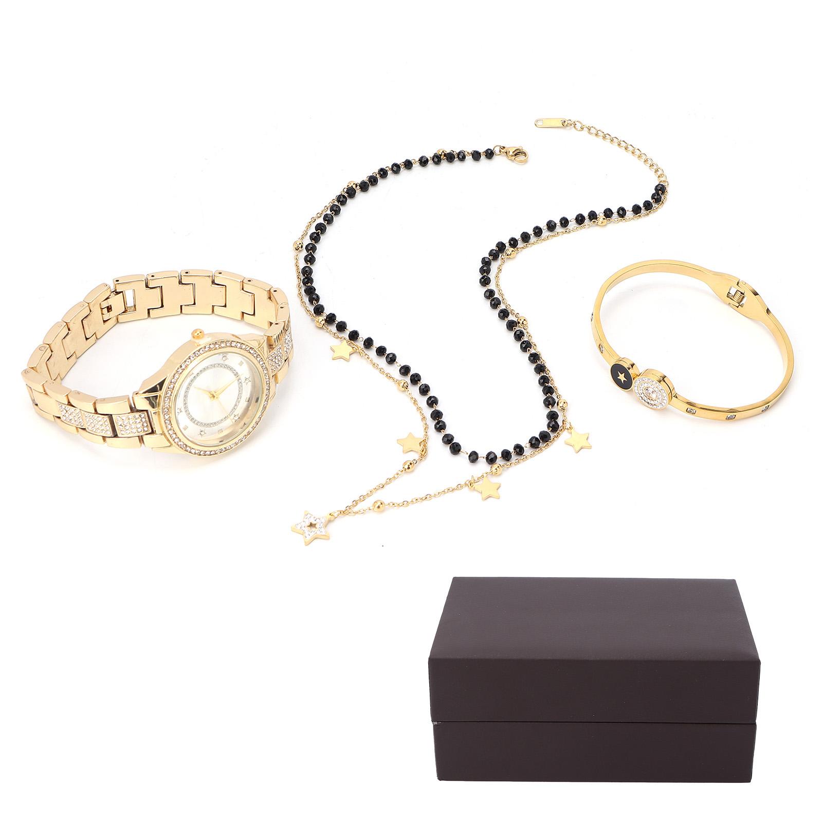 Damen Schmuckset Uhr Armband Halskette Ehefrau Freundin Jubiläum Geburtstagsgeschenk Gold gold von Joom DACH
