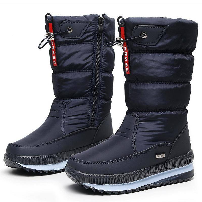 Damen Schneestiefel Plateau Winterstiefel Dicker Plüsch Wasserdicht Rutschfeste Stiefel Mode Damen Winterschuhe 42 blau von Joom DACH