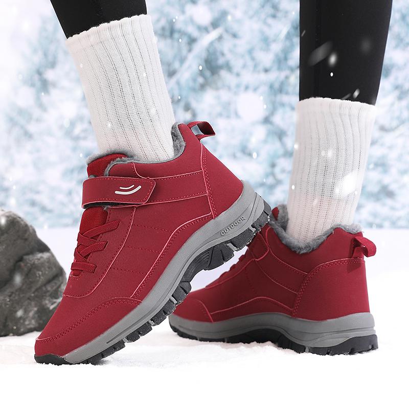Damen Schneestiefel Wasserdicht Warmes Plüschfutter Rutschfeste Sohle Niedriger Absatz Knöchelhoch Stilvoll Zweifarbig Winter Essential Causal Schuhe 36 rot von Joom DACH