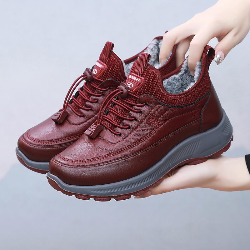 Damen Schneestiefel mit Baumwollfutter, rutschfeste, wasserdichte Winterschuhe, warme und bequeme Outdoor-Wanderschuhe, Wanderschuhe 39 rot von Joom DACH