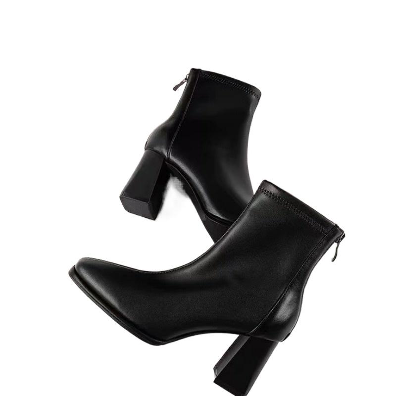 Damen Schuhe  Hohe Qualität Knöchel Damenstiefel Mode Reißverschluss hinten Moderne Stiefel Damen Neu Solide Schuhe für Frauen Mujer 40 schwarz von Joom DACH