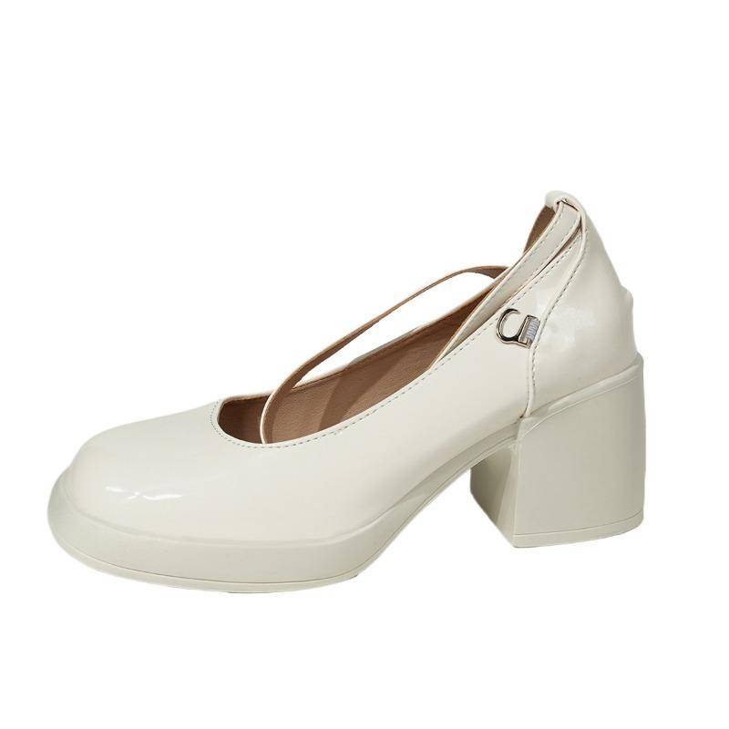 Damen Schuhe Mary Janes Damen High Heels Übergröße Kleid Pumps Damen Runde Zehen Knöchel Schnallenriemen Hohe Klobige Absätze Schuhe 42 off-weiße von Joom DACH
