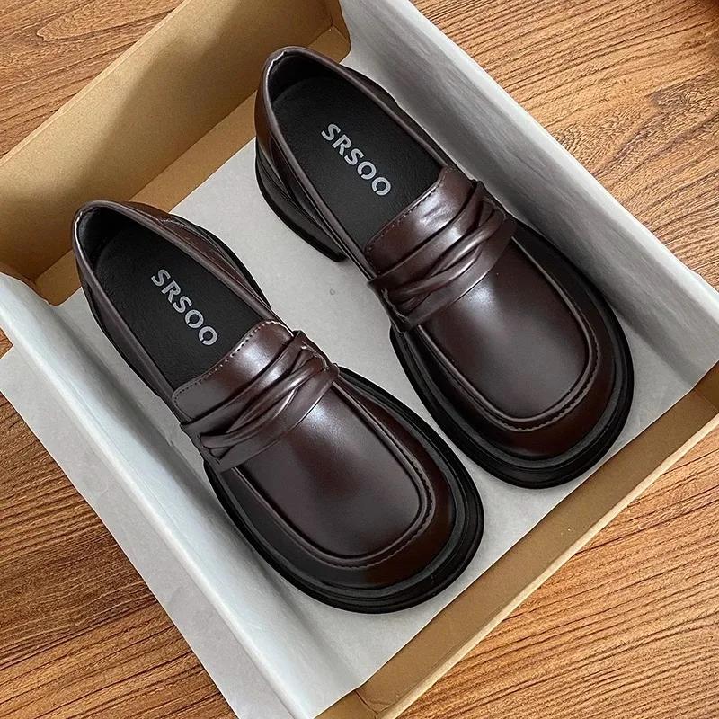 Damen Schuhe Slipper Damen High Heels Plateau Büro & Karriere Pumps Damen Einfarbig Runde Zehenpartie Mittelhoher Absatz Slip-on Schuhe Weiblich 40 braun von Joom DACH