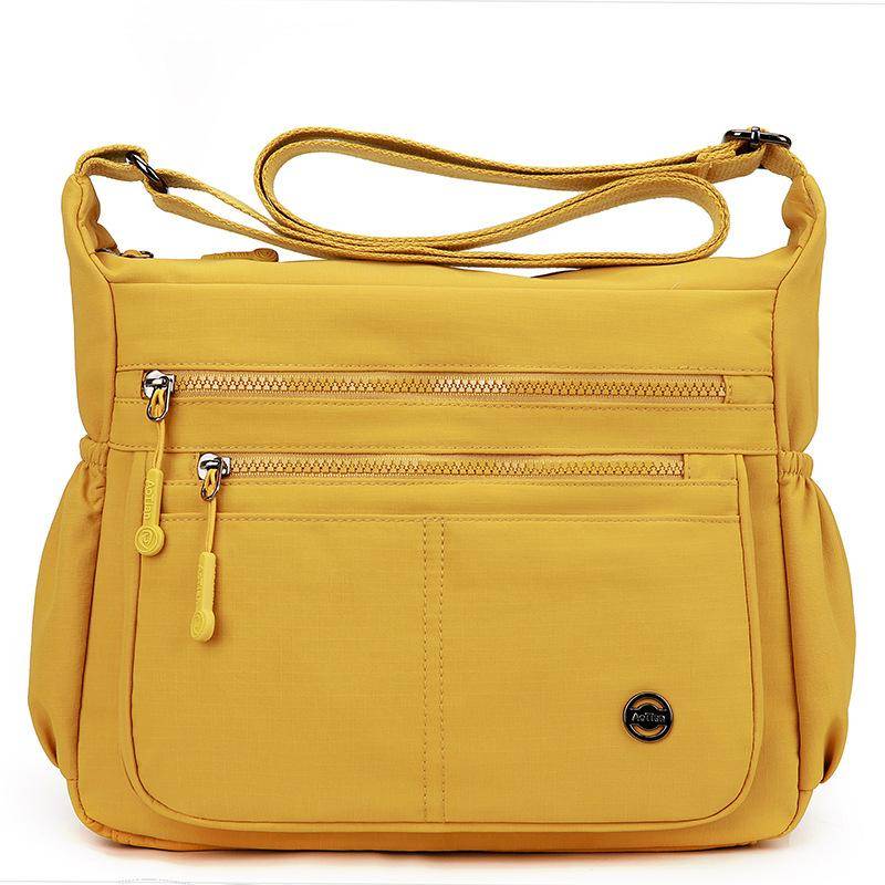 Damen Schultertasche mit großem Fassungsvermögen, Mehrfachfächer, leichte Umhängetasche gelb von Joom DACH