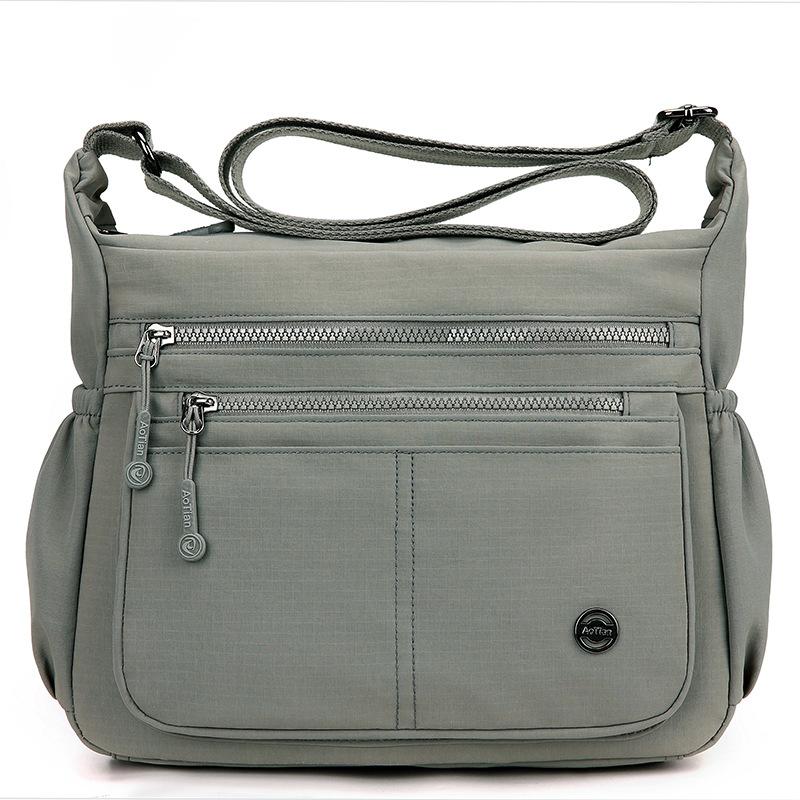 Damen Schultertasche mit großem Fassungsvermögen, Mehrfachfächer, leichte Umhängetasche grau von Joom DACH