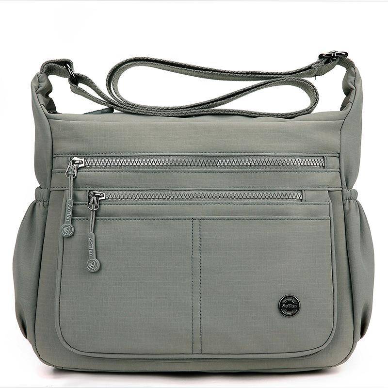 Damen Schultertasche mit großem Fassungsvermögen, Mehrfachfächer, leichte Umhängetasche grau von Joom DACH