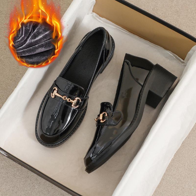 Damen Schwarze Leder High Heel Slipper - 2025 Herbst Britischer Stil mit Horsebit-Schnalle, All-Match, Weiche Sohle. Size 40 von Joom DACH