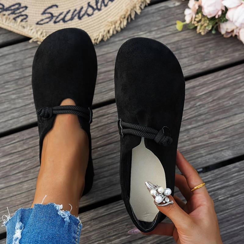 Damen Schwarze Runde Zehenpartie Slipper Bequeme Weiche Sohle Vielseitige Flache Schuhe, Lässige Bürokleidung Aprikosenfarbene Slipper-Loafer für Übergröße 41 schwarz von Joom DACH