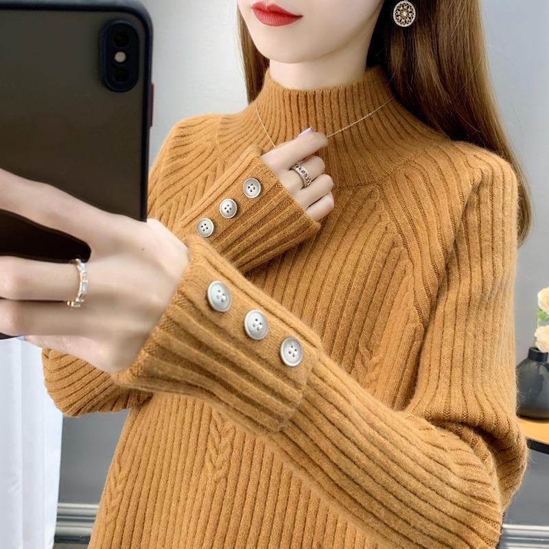 Damen Semi-Rollkragenpullover Damen Basic-Pullover Locker Dick Kurz Strickpullover One Size kamelfarben Damen Semi-Rollkragenpullover Damen Basic-Pullover Locker Dick Kurz Strickpullover One Size kamelfarben von Joom DACH